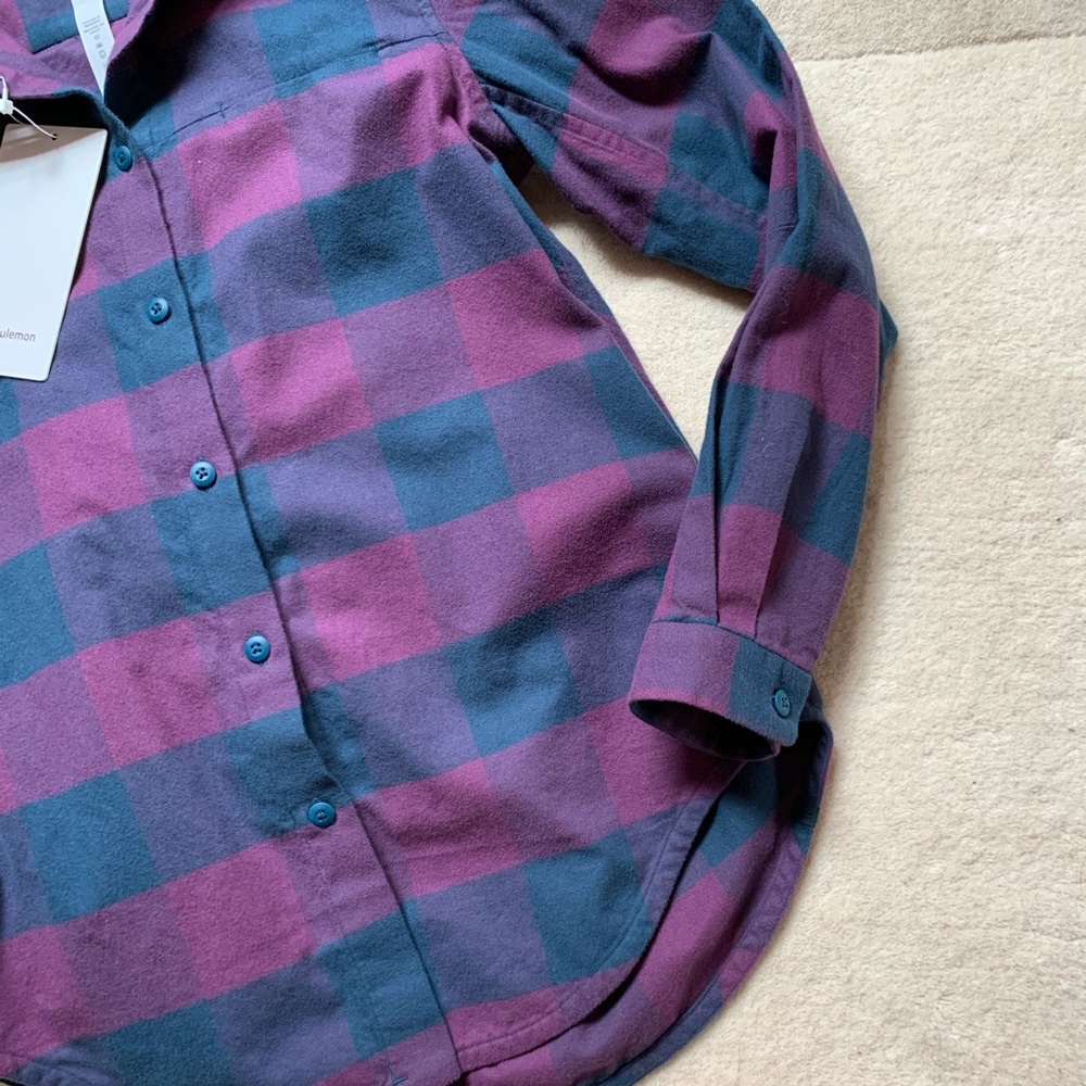 NWT Lululemon Fall Winter Plaid Flannel Button Down Shirt Top - Picture 4 of 8